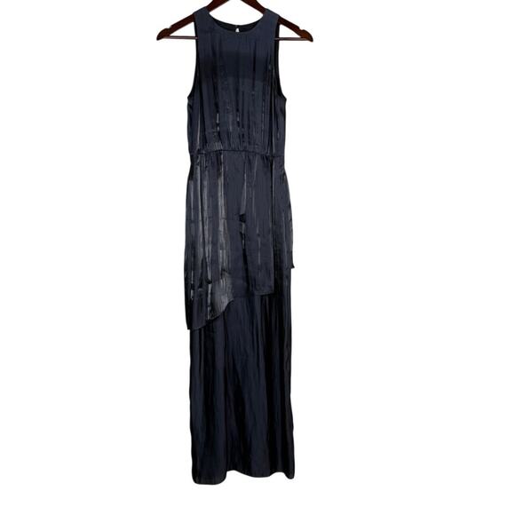 Tibi Flume Asymmetrical Silk Lined Wrap Sleeveless Maxi Halter Dress 8 Black - Picture 15 of 16
